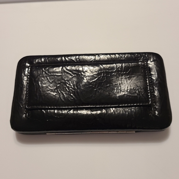 Slim Black Clutch Faux Leather Flat Wallet - Picture 3 of 11
